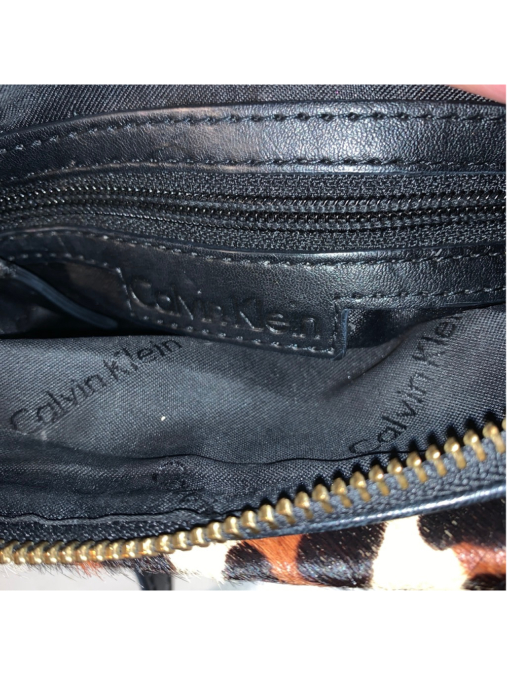 Women's Calvin Klein Black & Animal Print Crossbody Bag Small - Picture 9 of 13